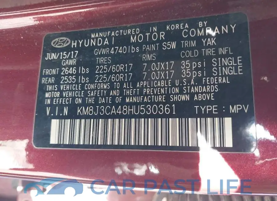 KM8J3CA48HU530361# 9
