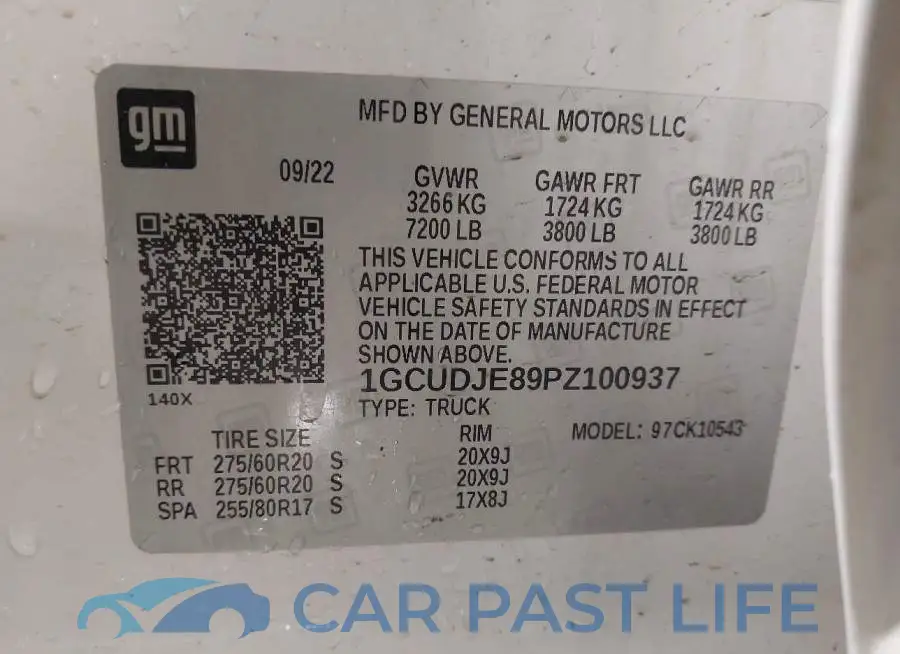 1GCUDJE89PZ100937# 9