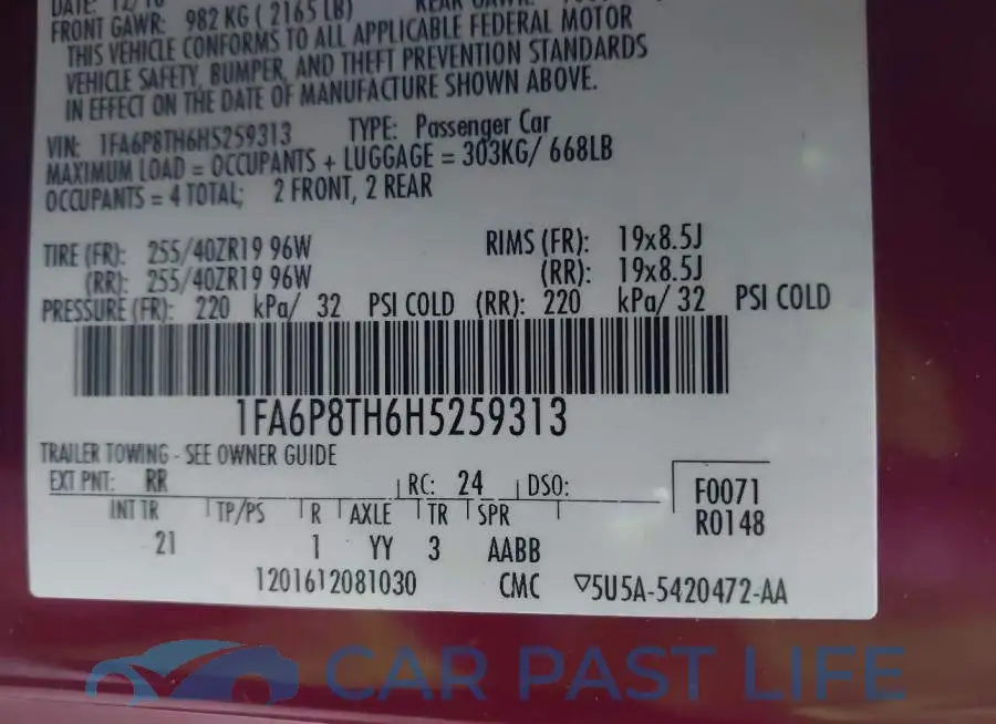 1FA6P8TH6H5259313# 9
