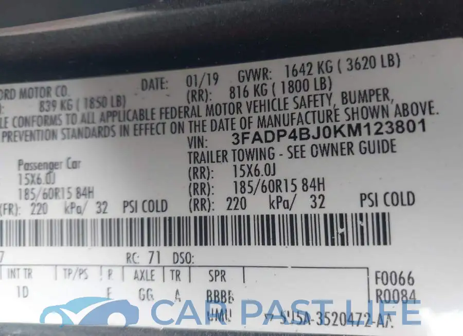 3FADP4BJ0KM123801# 9