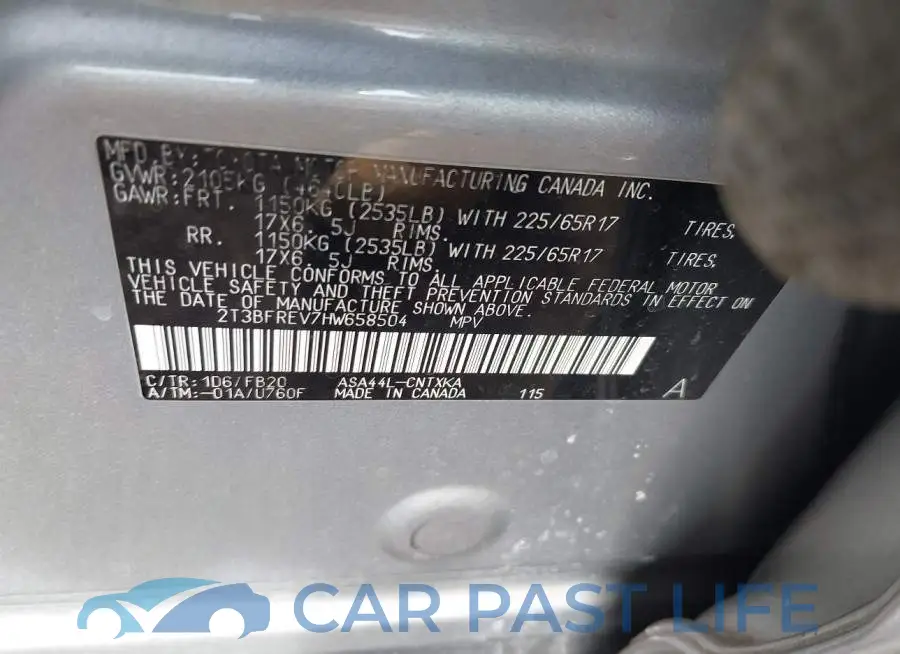 2T3BFREV7HW658504# 9