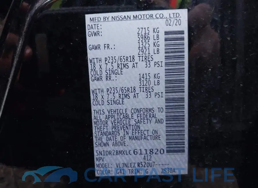 5N1DR2BMXLC611820# 9
