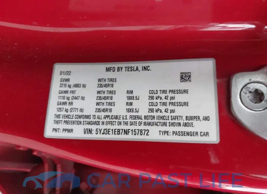5YJ3E1EB7NF157872# 9