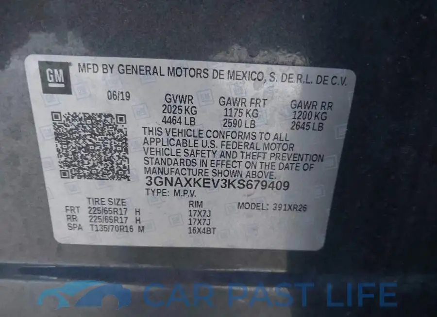 3GNAXKEV3KS679409# 9