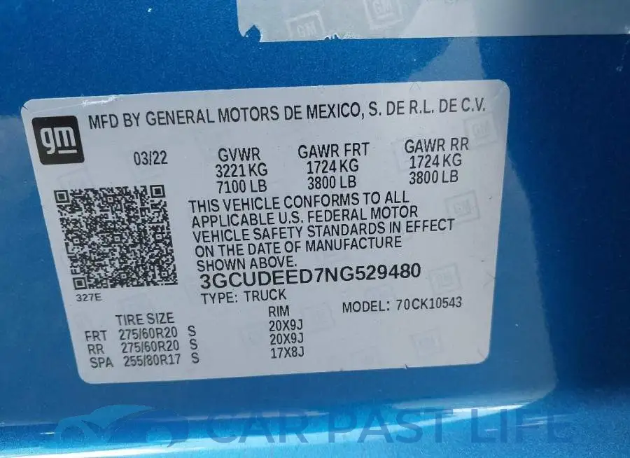 3GCUDEED7NG529480# 9