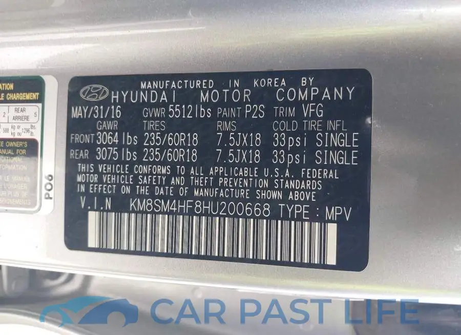 KM8SM4HF8HU200668# 9