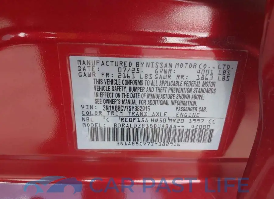 3N1AB8CV7SY382916# 9