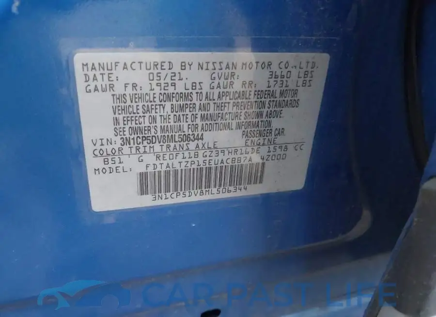 3N1CP5DV8ML506344# 9