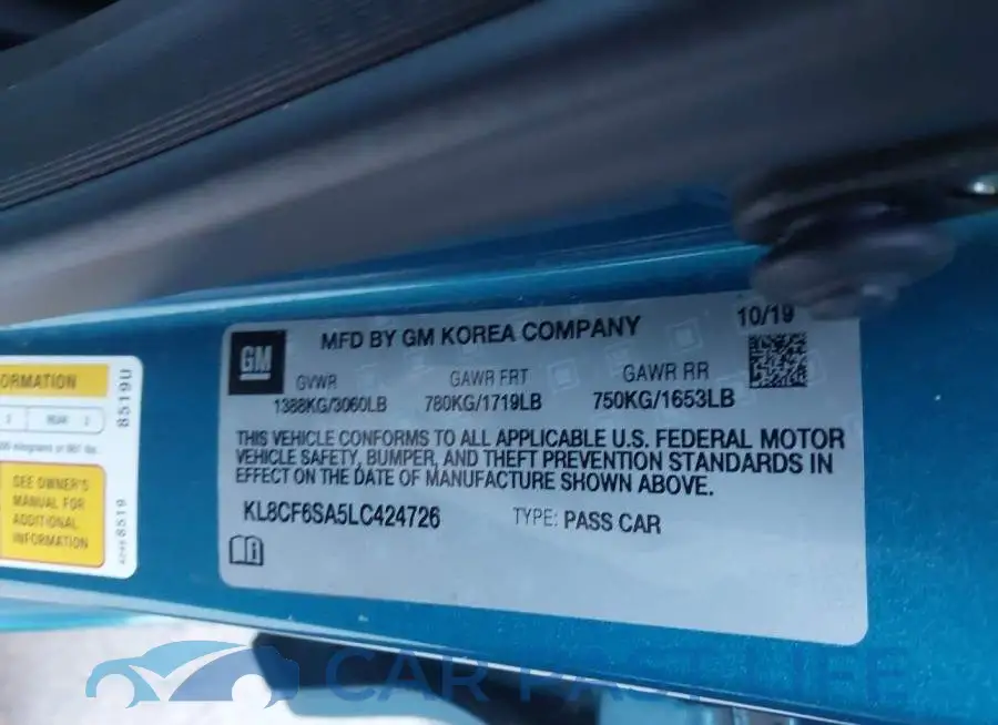 KL8CF6SA5LC424726# 9