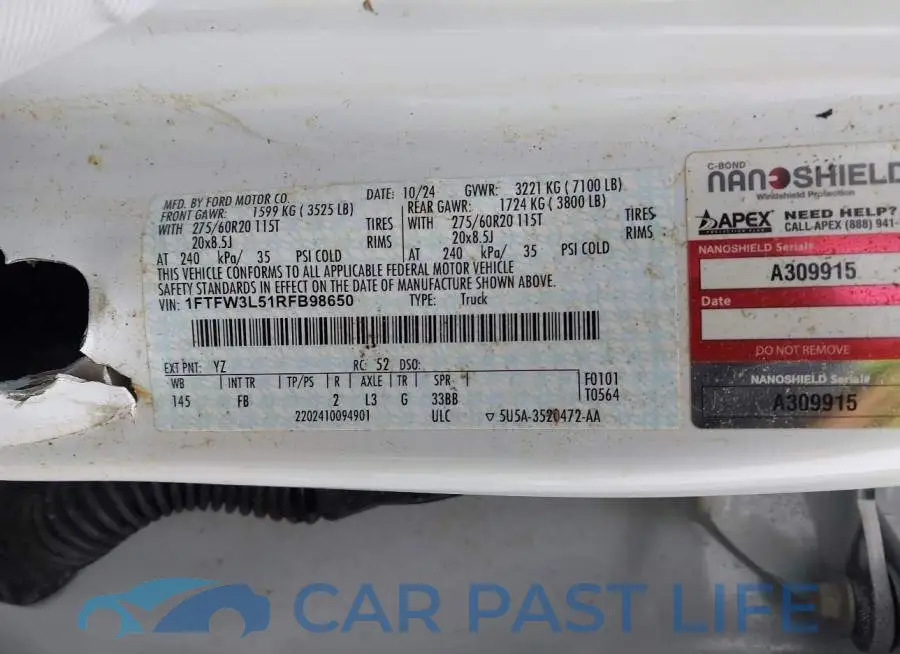 1FTFW3L51RFB98650# 9