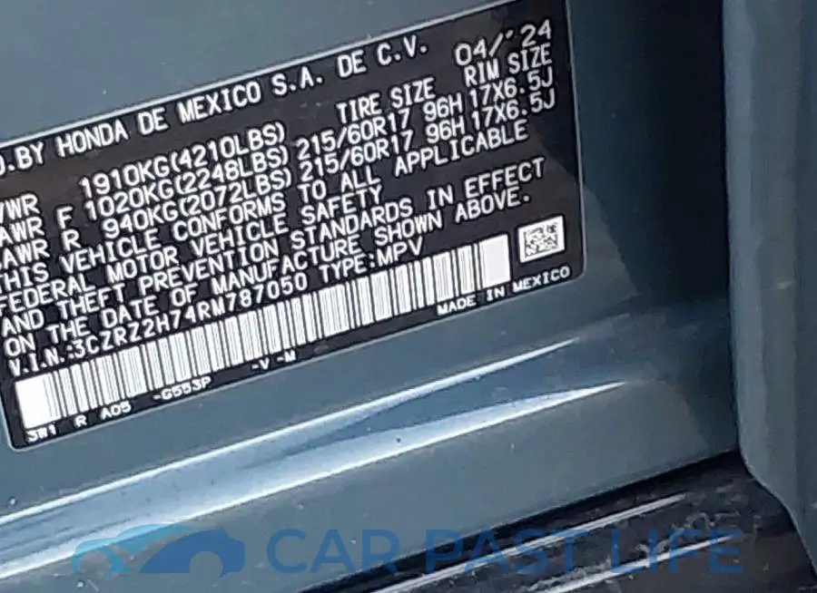 3CZRZ2H74RM787050# 9