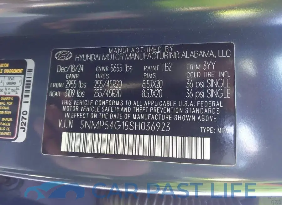 5NMP54G15SH036923# 9