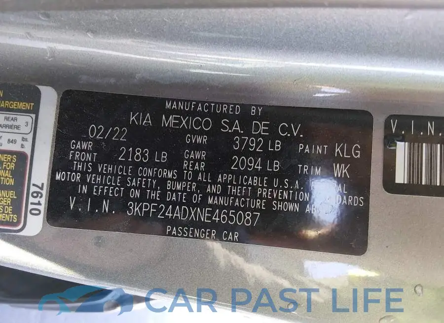 3KPF24ADXNE465087# 9