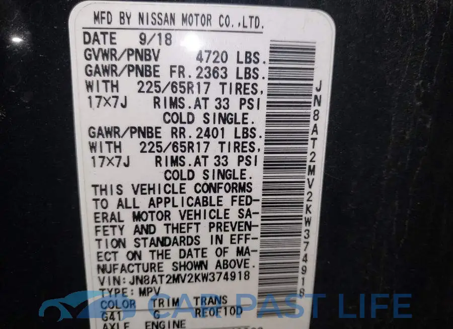 JN8AT2MV2KW374918# 9