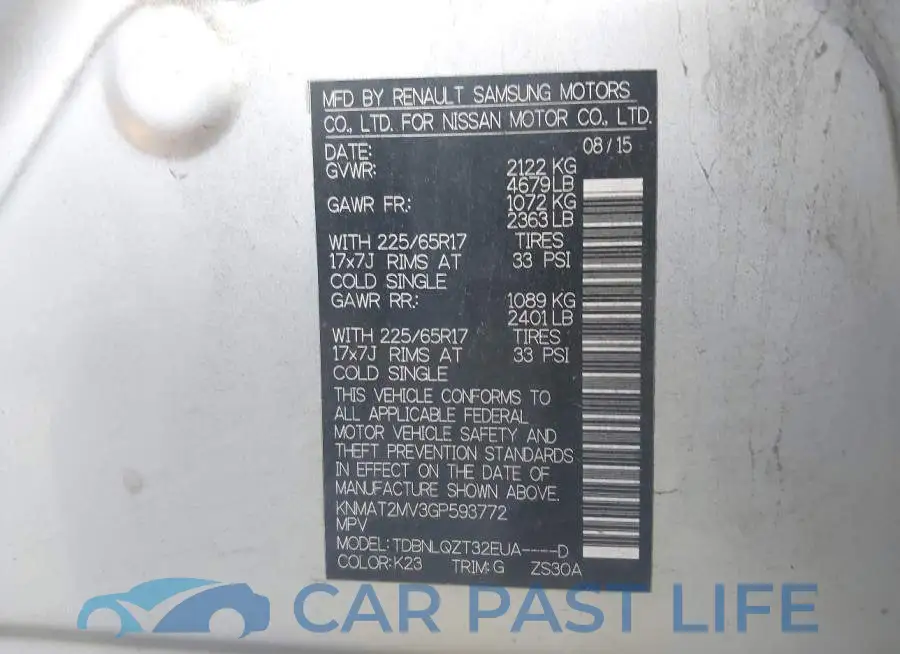 KNMAT2MV3GP593772# 9