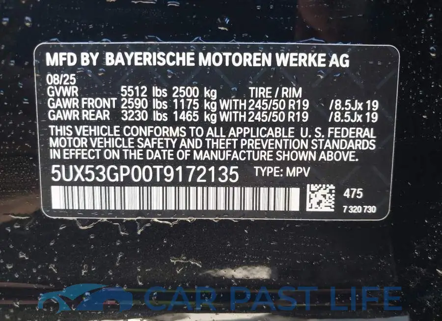 5UX53GP00T9172135# 9