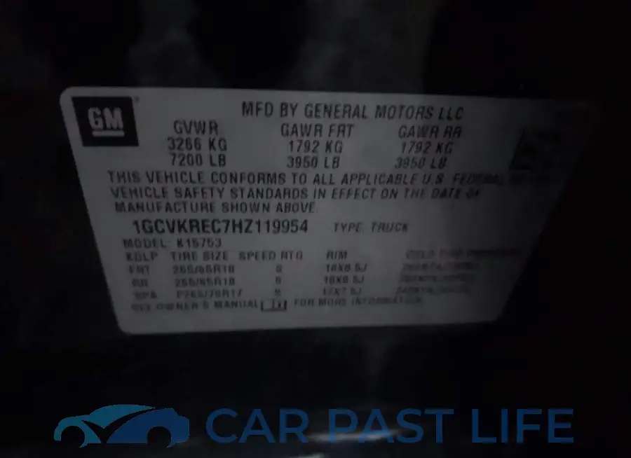 1GCVKREC7HZ119954# 9