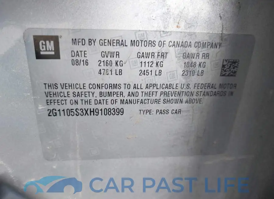 2G1105S3XH9108399# 9