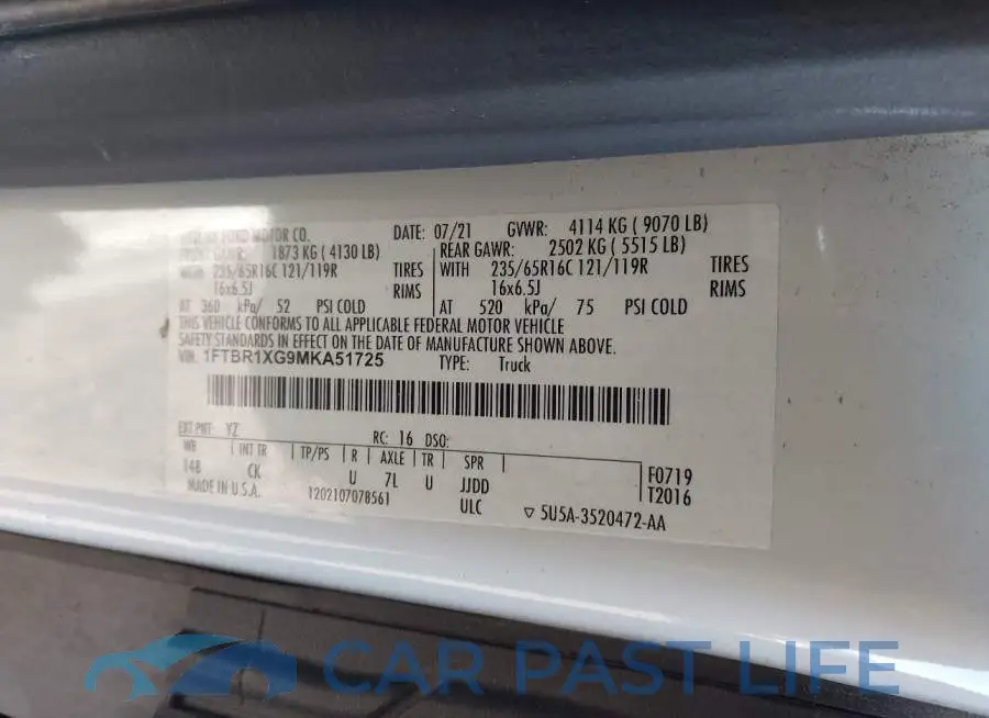 1FTBR1XG9MKA51725# 9