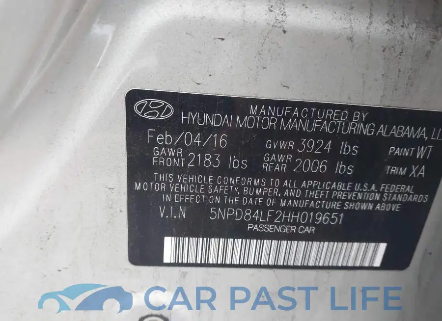 5NPD84LF2HH019651# 9