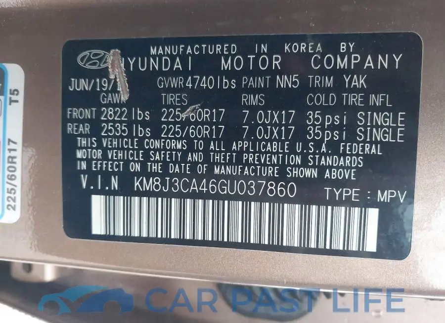 KM8J3CA46GU037860# 9