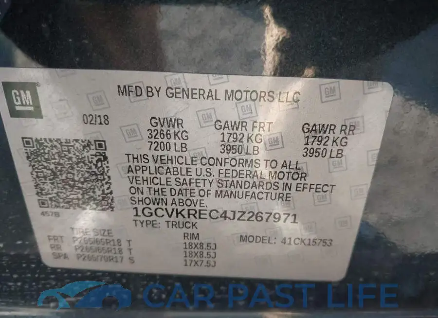 1GCVKREC4JZ267971# 9