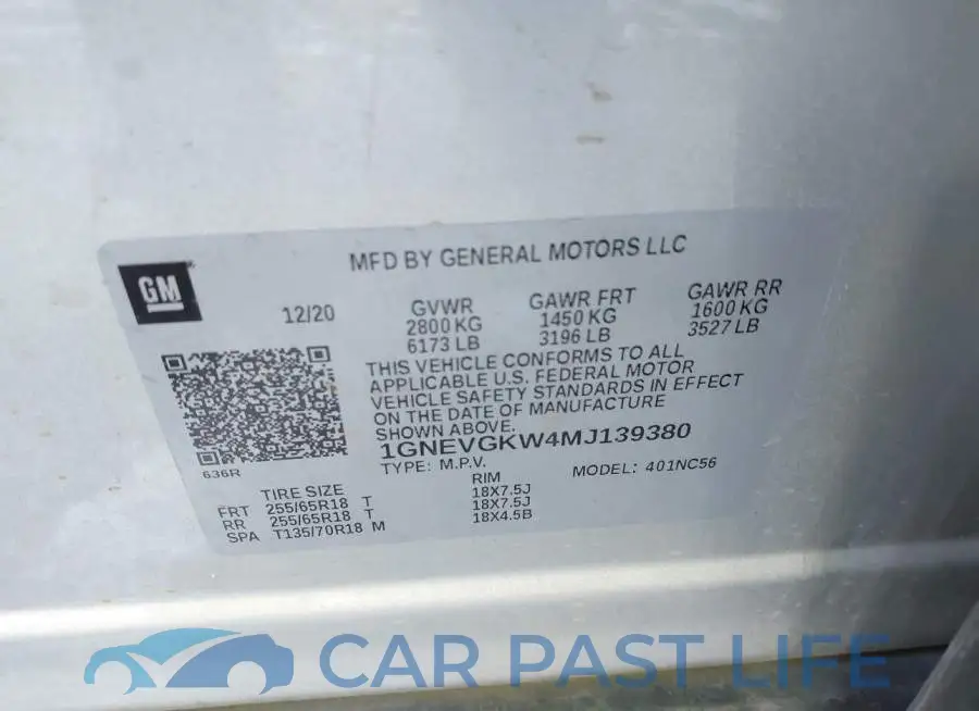 1GNEVGKW4MJ139380# 9