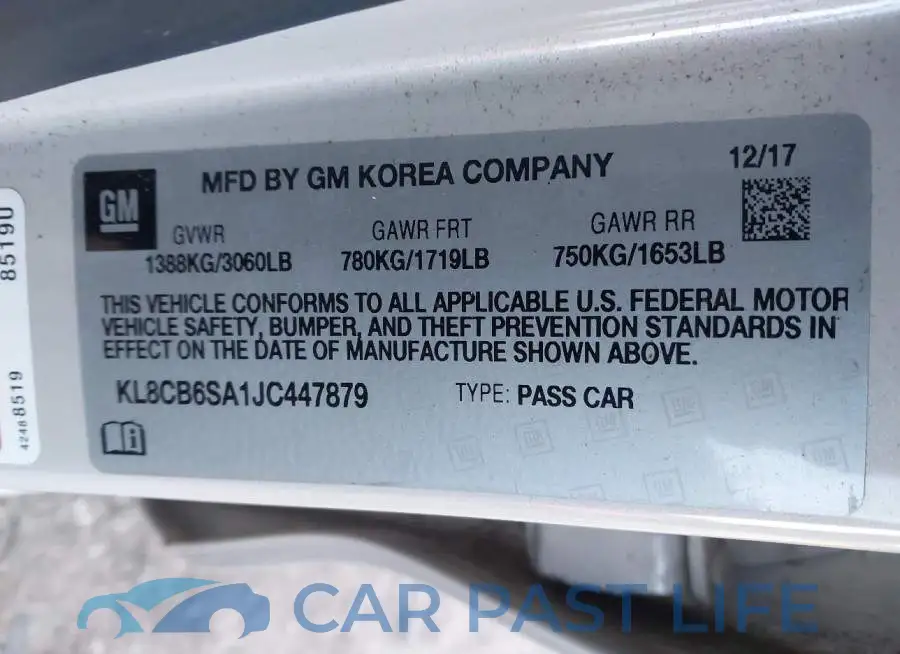 KL8CB6SA1JC447879# 9
