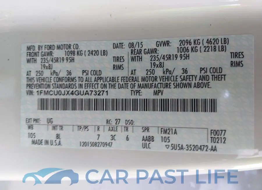 1FMCU0JX4GUA73271# 9