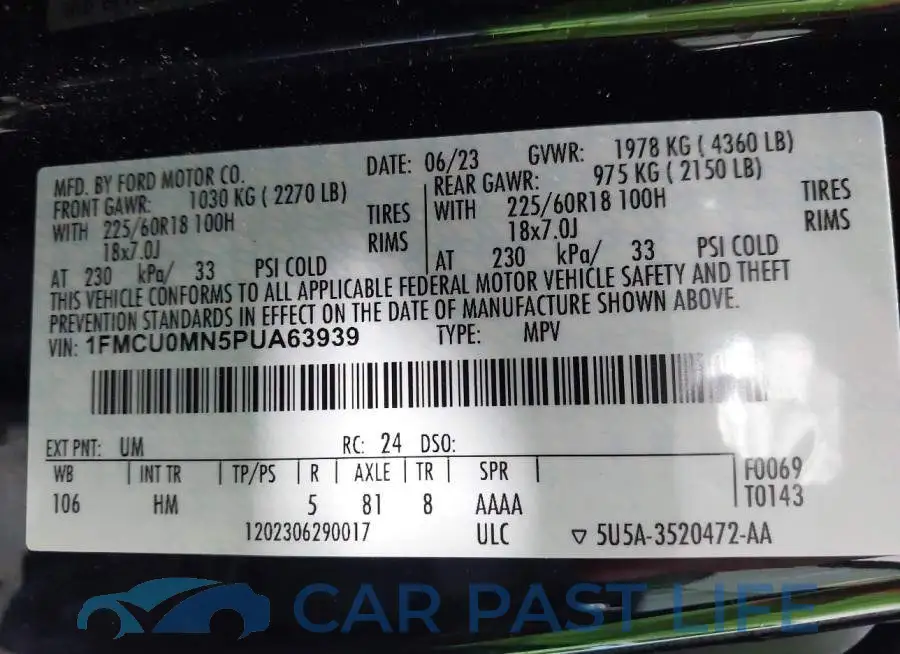 1FMCU0MN5PUA63939# 9