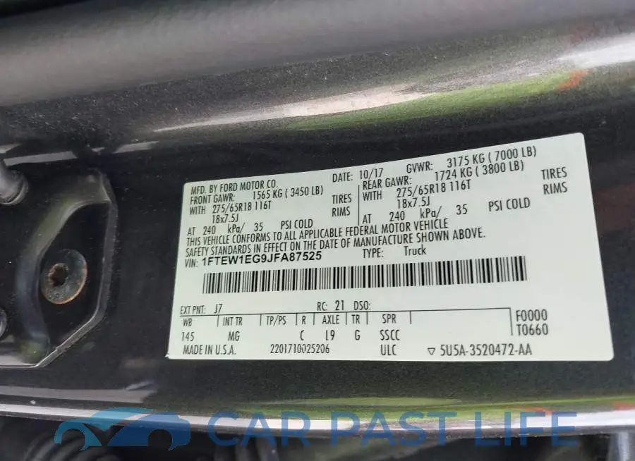 1FTEW1EG9JFA87525# 9