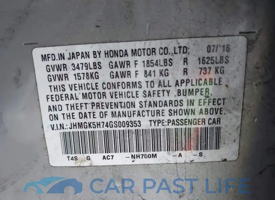 JHMGK5H74GS009353# 9