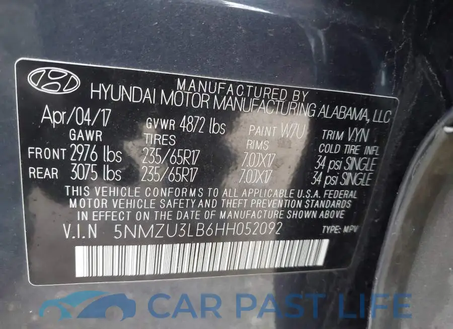5NMZU3LB6HH052092# 9