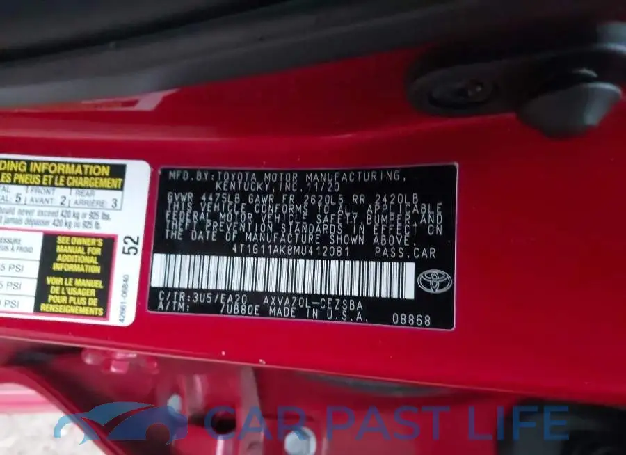4T1G11AK8MU412081# 9