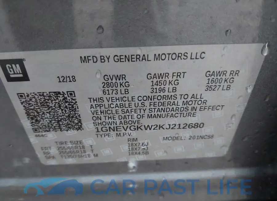1GNEVGKW2KJ212680# 9