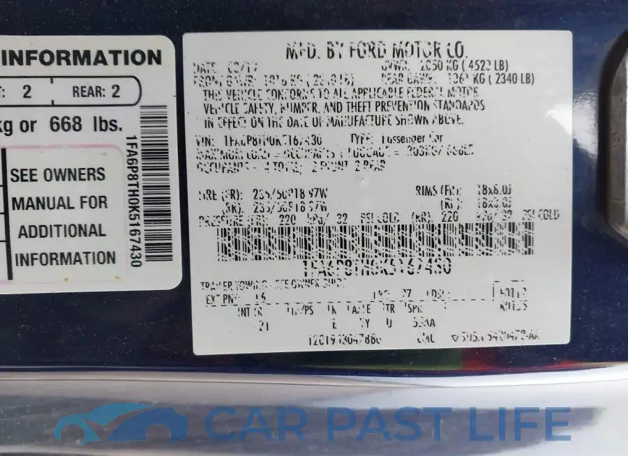 1FA6P8TH0K5167430# 9
