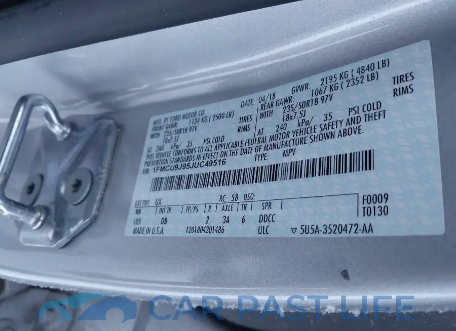 1FMCU9J95JUC49516# 9