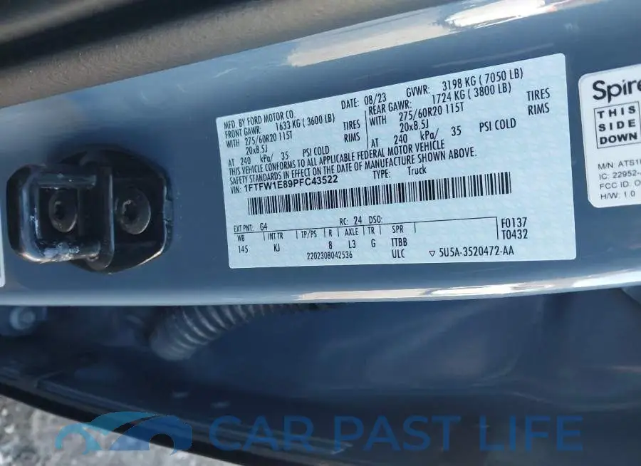 1FTFW1E89PFC43522# 9