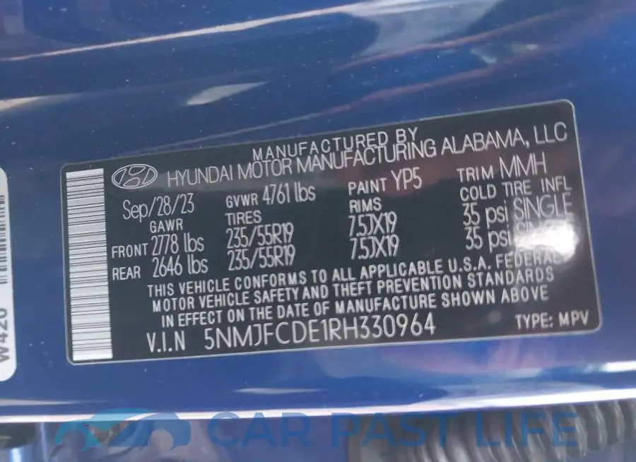 5NMJFCDE1RH330964# 9