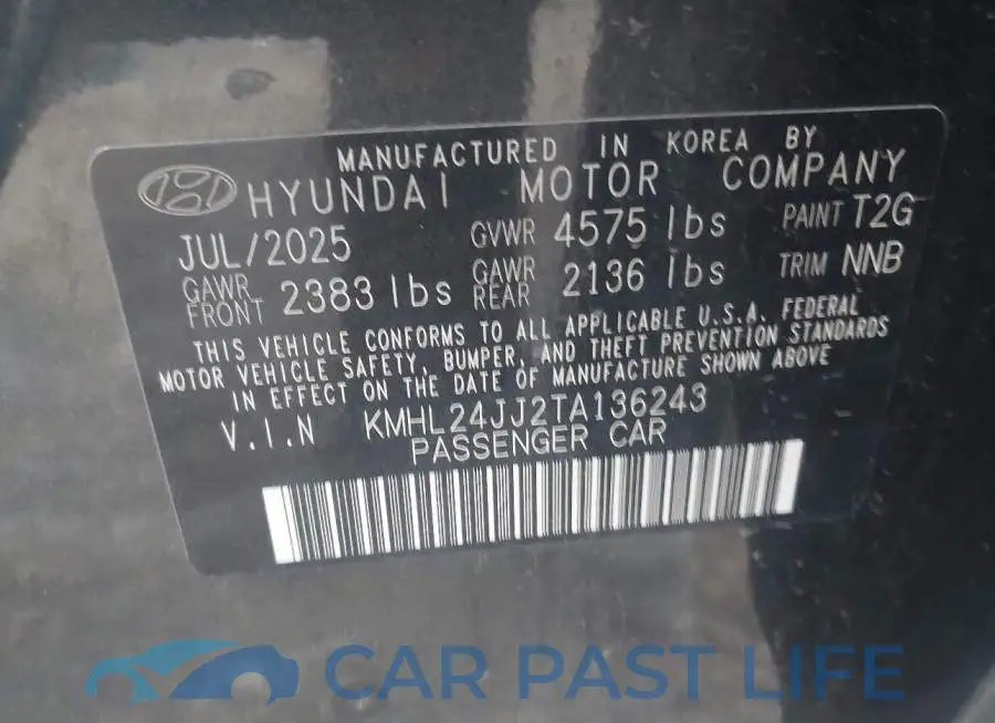 KMHL24JJ2TA136243# 9