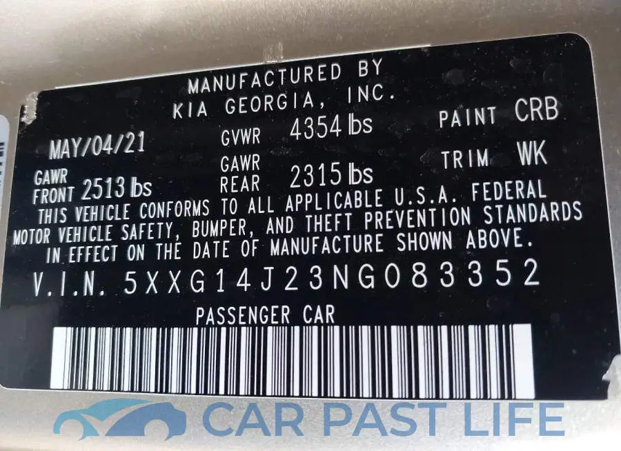 5XXG14J23NG083352# 9