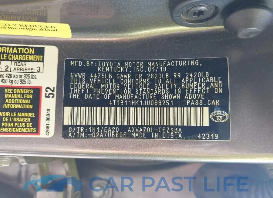 4T1B11HK1JU068251# 9