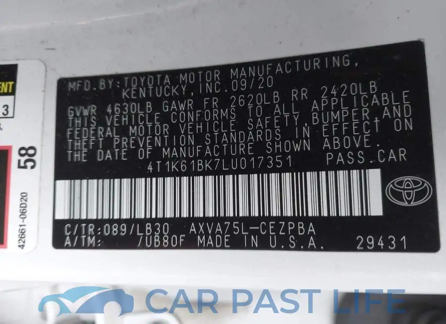 4T1K61BK7LU017351# 9