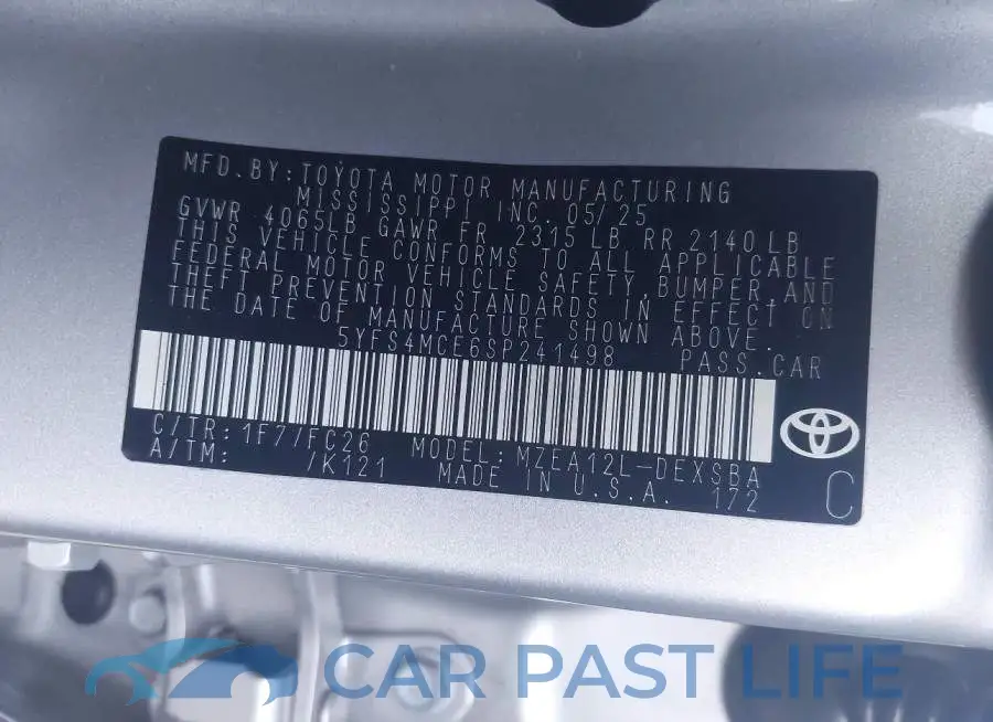 5YFS4MCE6SP241498# 9