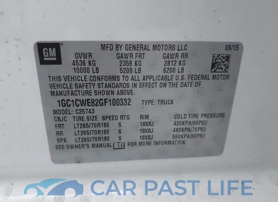 1GC1CWE82GF100332# 9