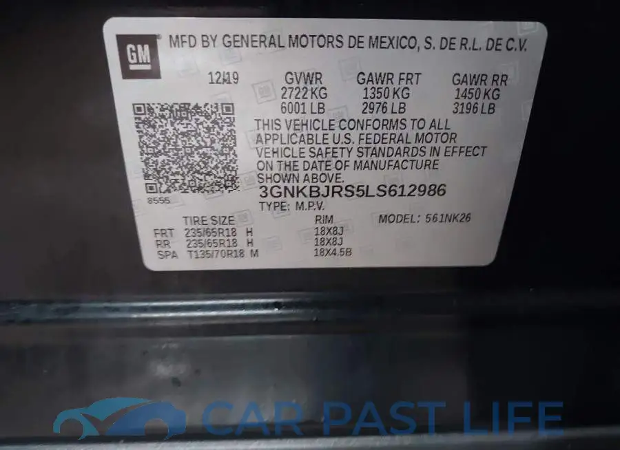 3GNKBJRS5LS612986# 9