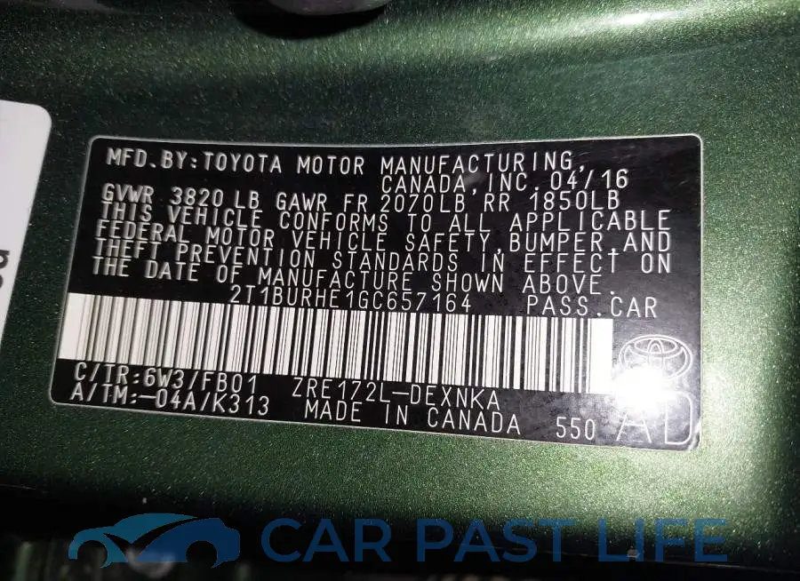 2T1BURHE1GC657164# 9