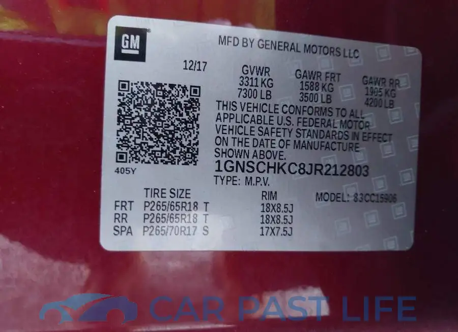 1GNSCHKC8JR212803# 9