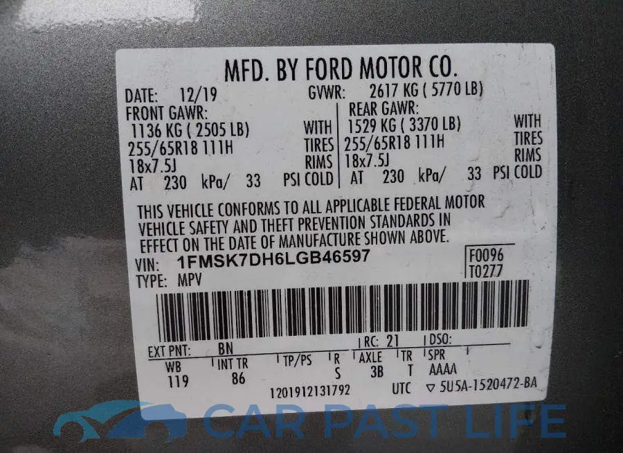 1FMSK7DH6LGB46597# 9