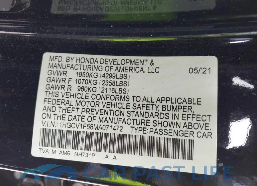 1HGCV1F58MA071472# 9